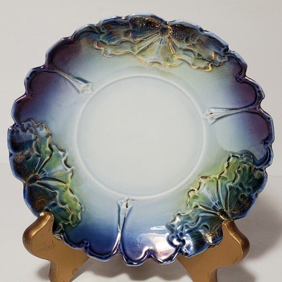 Royal Thuringia Teacup and Saucer Blue Floral - Picture 9 of 12